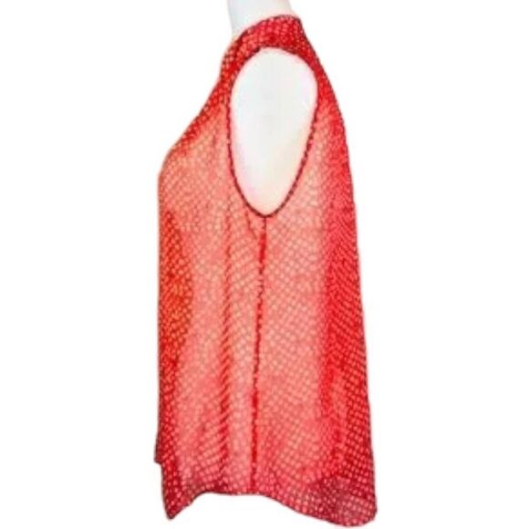 Anthropologie ZOA Orange Button Down Sleeveless Top - Picture 3 of 8